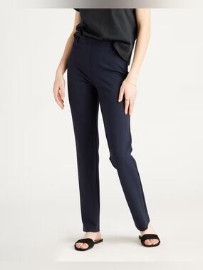 Quince Navy Ultra-Stretch Straight-Leg Ponte Pants